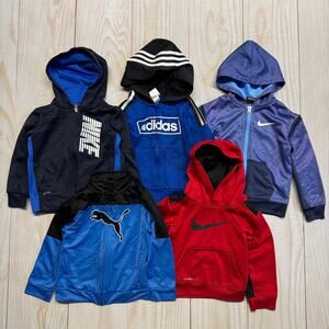 Lot Of 5 Boys Toddler 3T Sweatshirt Hoodie Full Zip Fleece Lined Nike Adidas etc